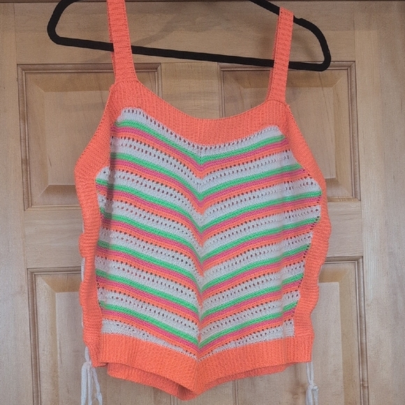 DAVI & DANI Orange Multicolor Knit Crop Top - Picture 1 of 5